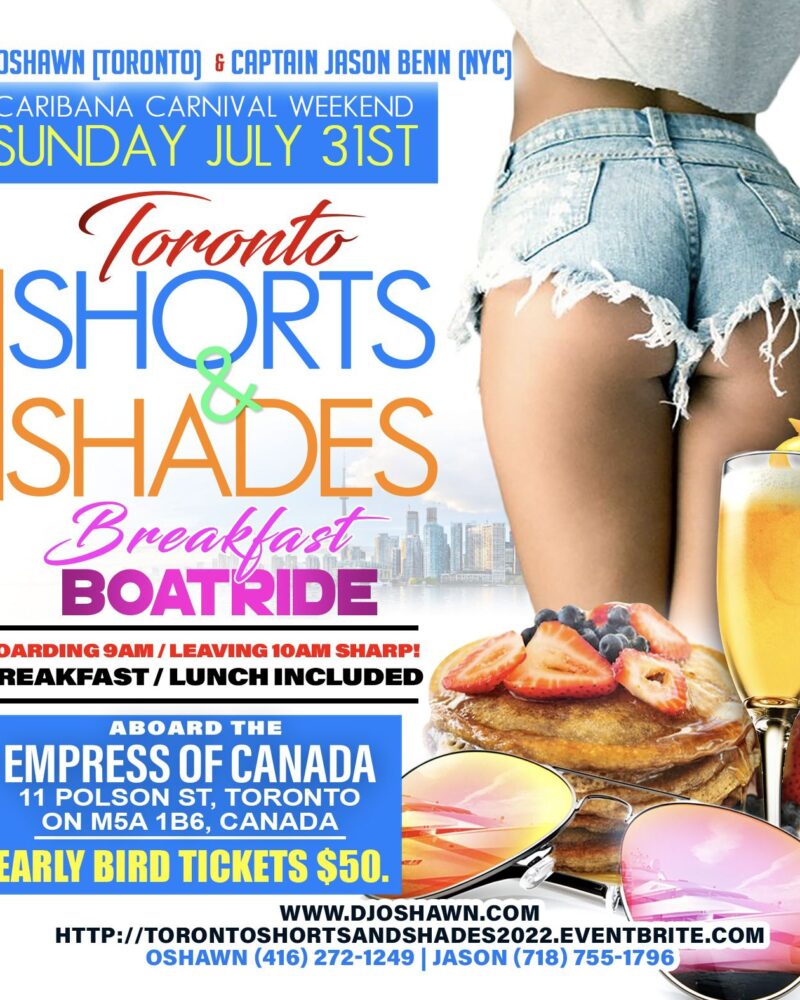 Shorts and shades. Breakfast boat ride.